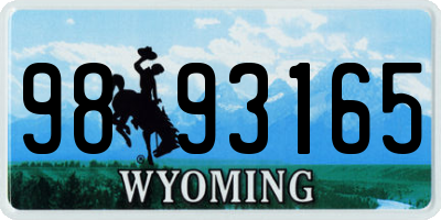 WY license plate 9893165