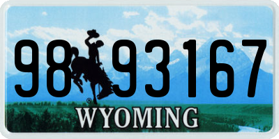 WY license plate 9893167