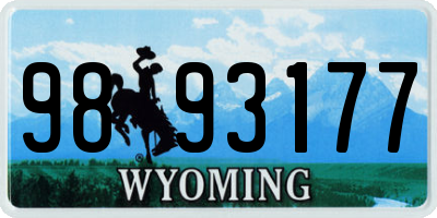 WY license plate 9893177