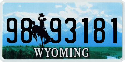 WY license plate 9893181