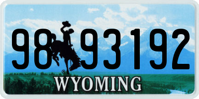 WY license plate 9893192