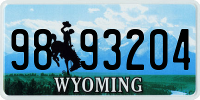WY license plate 9893204