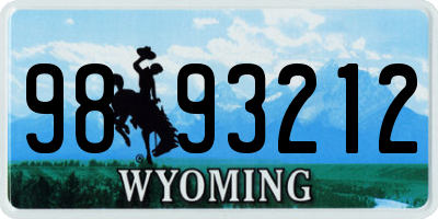 WY license plate 9893212