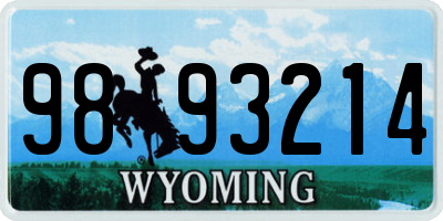 WY license plate 9893214