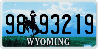 WY license plate 9893219