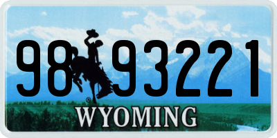WY license plate 9893221