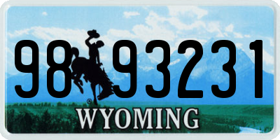 WY license plate 9893231