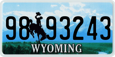 WY license plate 9893243