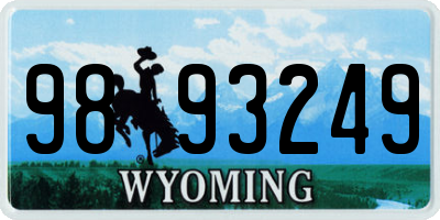 WY license plate 9893249