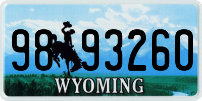 WY license plate 9893260