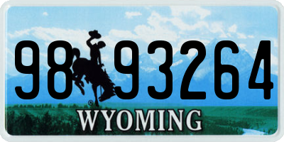 WY license plate 9893264