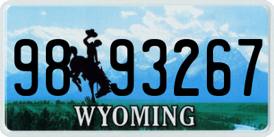 WY license plate 9893267