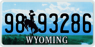 WY license plate 9893286