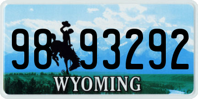 WY license plate 9893292