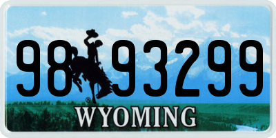WY license plate 9893299