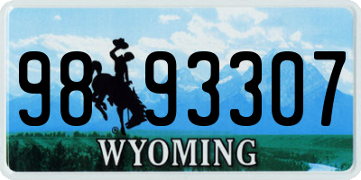 WY license plate 9893307