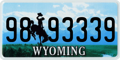 WY license plate 9893339