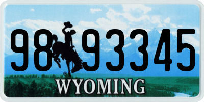 WY license plate 9893345