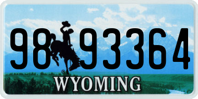 WY license plate 9893364