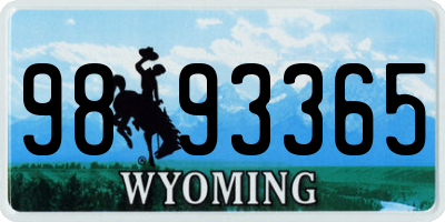 WY license plate 9893365