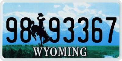 WY license plate 9893367