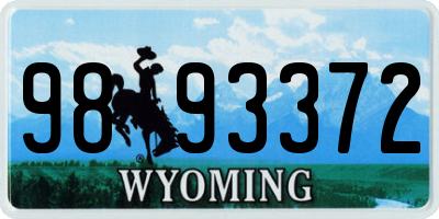 WY license plate 9893372
