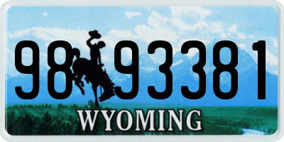 WY license plate 9893381
