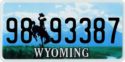 WY license plate 9893387