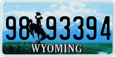 WY license plate 9893394
