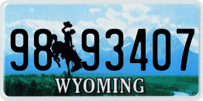 WY license plate 9893407