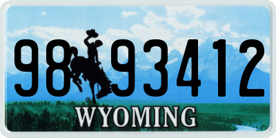 WY license plate 9893412