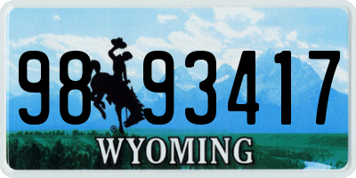 WY license plate 9893417