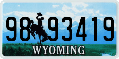 WY license plate 9893419