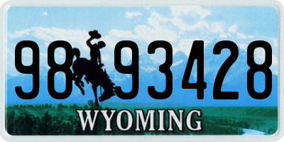 WY license plate 9893428