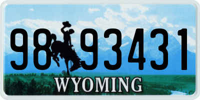 WY license plate 9893431