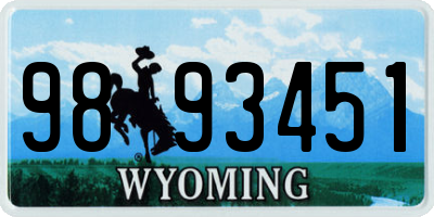 WY license plate 9893451