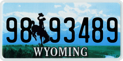 WY license plate 9893489