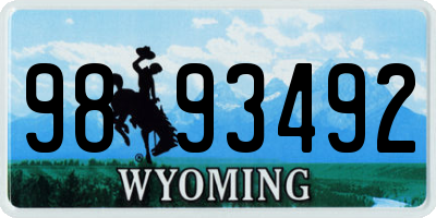 WY license plate 9893492