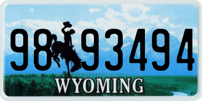 WY license plate 9893494