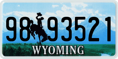 WY license plate 9893521