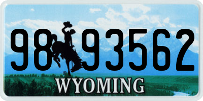 WY license plate 9893562