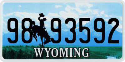 WY license plate 9893592