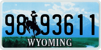 WY license plate 9893611