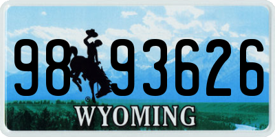 WY license plate 9893626