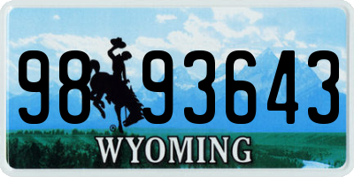 WY license plate 9893643