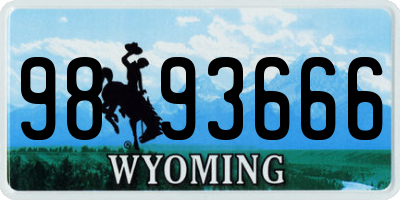WY license plate 9893666