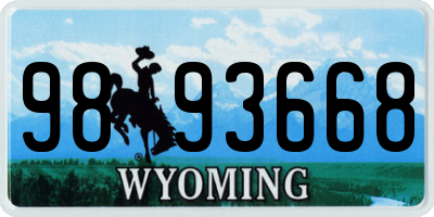 WY license plate 9893668