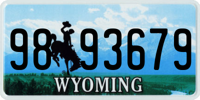 WY license plate 9893679