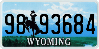 WY license plate 9893684