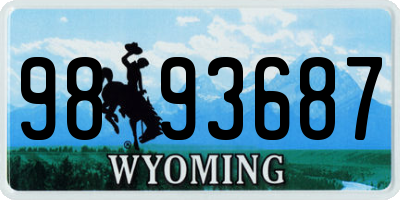 WY license plate 9893687